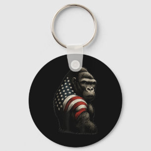 Amerikaanse Vlag Gorilla Illustratie Patriottische Sleutelhanger