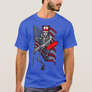 Amerikaanse vlag Gothic Skeleton Disk Golf Player T-shirt