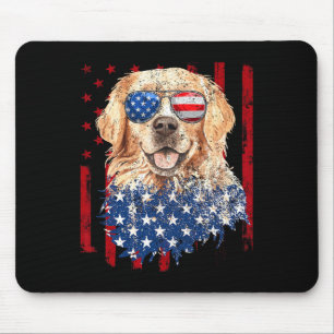 Amerikaanse Vlag Goud Retriever VS Retro 4 juli Muismat