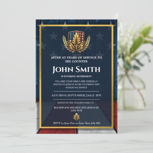 Amerikaanse vlag gouden eik militaire pensioen kaart (Staand voorkant)