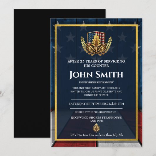 Amerikaanse vlag gouden eik militaire pensioen kaart (Voorkant / Achterkant)