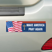 Amerikaanse Vlag Gouden Kruis Bumpersticker (Op auto)