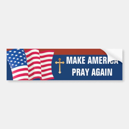 Amerikaanse Vlag Gouden Kruis Bumpersticker (Voorkant)