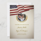  Amerikaanse vlag | Gouden Laurel Leaf | Weddensch Kaart (Voorkant)