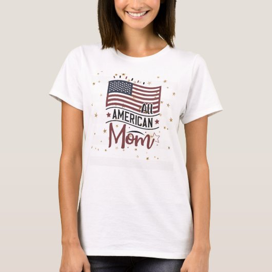 Amerikaanse vlag, gouden sterren, Amerikaanse moed T-shirt (Voorkant)