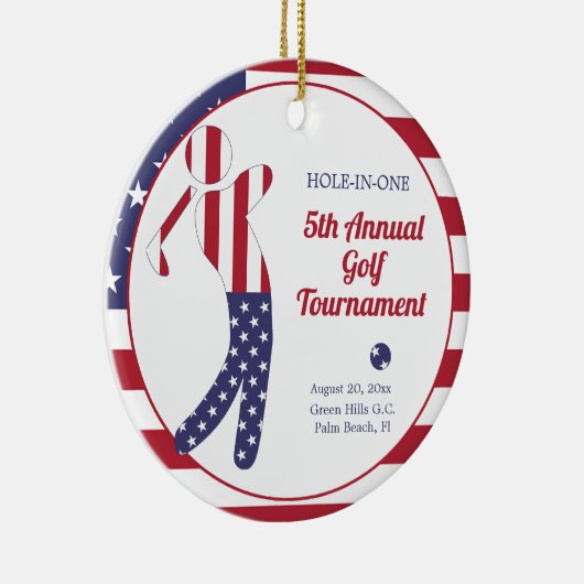 Amerikaanse vlag | Goudprijs voor het toernooi van Keramisch Ornament (Rechts)