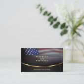 Amerikaanse vlag | gradatie concaaf goud | Black Visitekaartje (Staand voorkant)