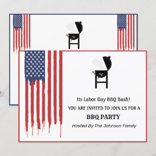Amerikaanse vlag Graffiti Labor Day BBQ-feest Kaart