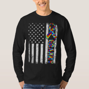 Amerikaanse vlag Granny Autism Awareness Fami T-shirt