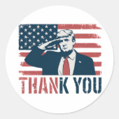  Amerikaanse vlag Grappig Trump Dank u Ronde Sticker (Voorkant)