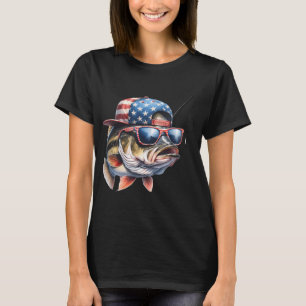 Amerikaanse Vlag Grappige Vissen & Visser T-shirt