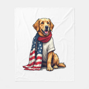 Amerikaanse Vlag Grave Retriever Gegraveerde Hond Fleece Deken