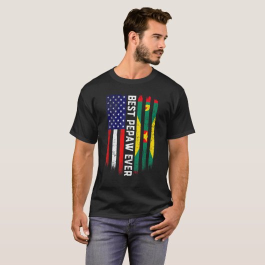 Amerikaanse vlag & Grenada vlag beste Pepaw ooit f T-shirt (Voorkant volledig)