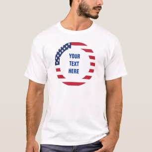 Amerikaanse Vlag Grens met aangepaste tekst T-shirt