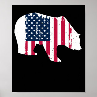 Amerikaanse vlag Grizzly Brown Beer Hunter Poster