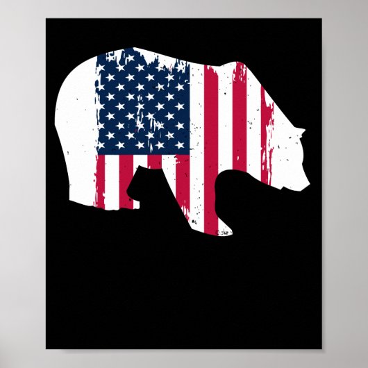 Amerikaanse vlag Grizzly Brown Beer Hunter Poster (Voorkant)