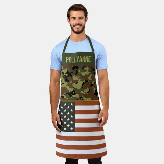 Amerikaanse vlag Groene Camo Custom Schort (Gedragen)