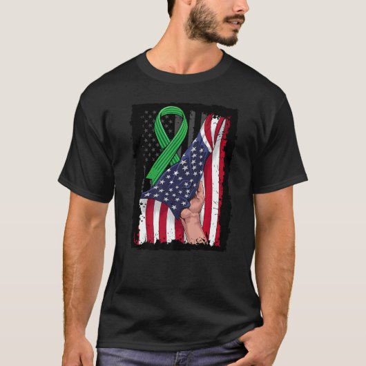 Amerikaanse vlag groene ribbo t-shirt (Voorkant)