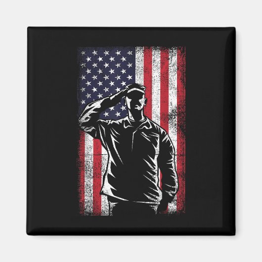 Amerikaanse vlag groet herdenking magneet (Voorkant)