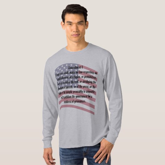 Amerikaanse vlag Grondwet Eerste Amendement T-shirt (Voorkant volledig)