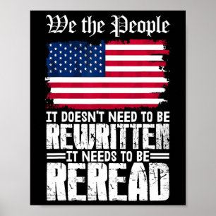 Amerikaanse vlag Grondwet van Amerika moet opnieuw Poster