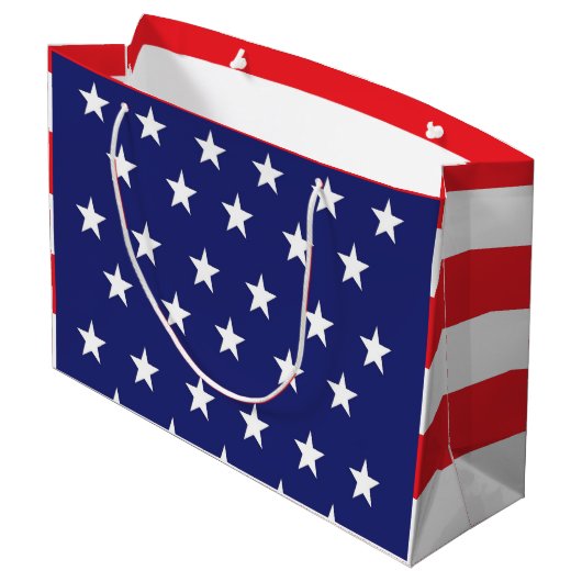 Amerikaanse vlag: Groot cadeau rood wit en blauw Groot Cadeauzakje (Achterkant Gekanteld)