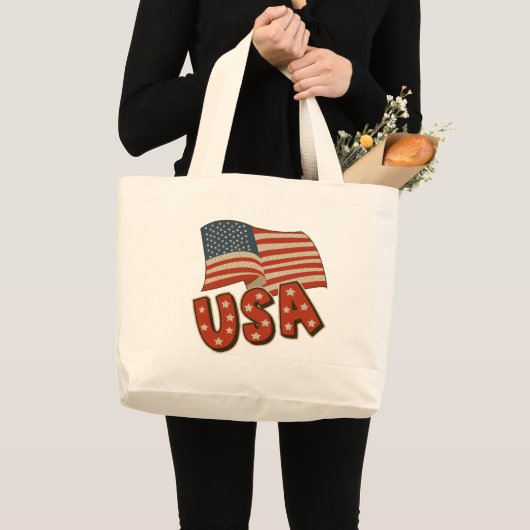  Amerikaanse vlag Grote Tote Bag (Voorkant (product))