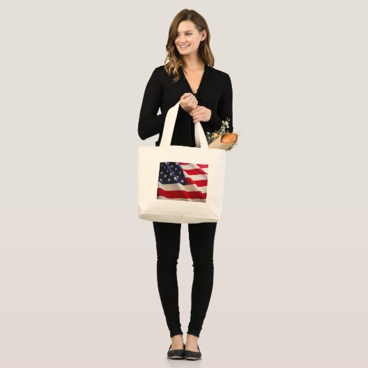 Amerikaanse vlag grote tote bag (Voorkant (model))