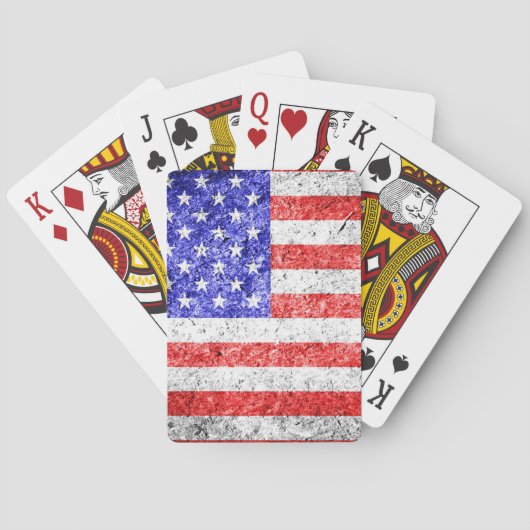 Amerikaanse Vlag Grunge 2 Pokerkaarten (Achterkant)