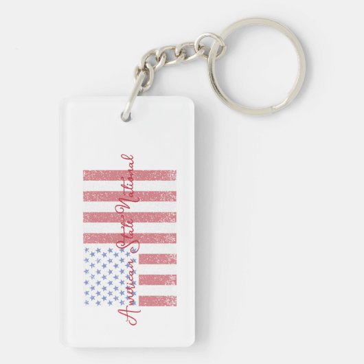 Amerikaanse vlag Grunge + State National Sleutelhanger (achterkant)
