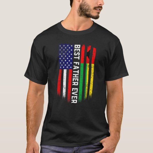Amerikaanse vlag & Guinee-Bissau vlag Beste vader T-shirt (Voorkant)
