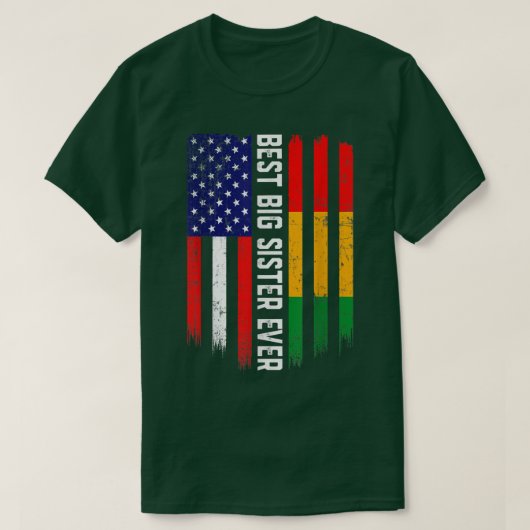 Amerikaanse vlag & Guinee vlag Beste grote zuster  T-shirt (Design voorkant)