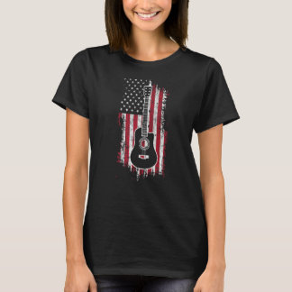 Amerikaanse vlag Guitar Red White Patriottic Music T-shirt