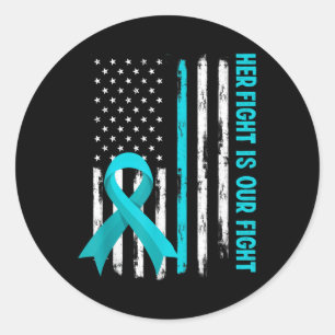 Amerikaanse vlag haar gevecht is mijn vuurpotensyn ronde sticker