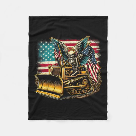 Amerikaanse vlag Halloween schedel Fleece Deken (Voorkant)