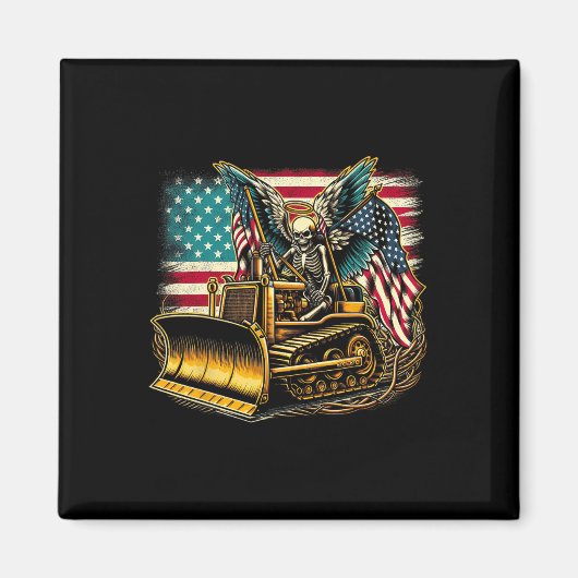 Amerikaanse vlag Halloween schedel Magneet (Voorkant)