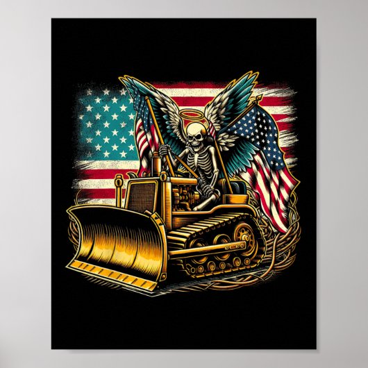 Amerikaanse vlag Halloween schedel Poster (Voorkant)