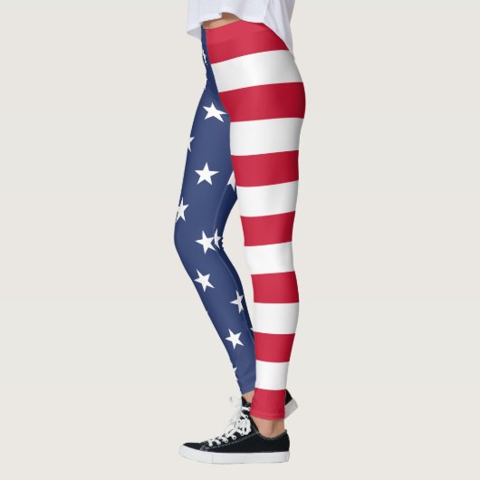 Amerikaanse vlag, halve en halve, sterren en strip leggings (Links)