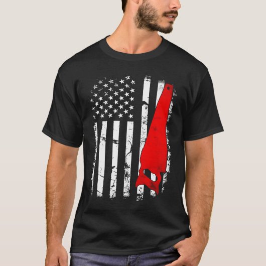  Amerikaanse vlag hand zaag timmermanskast b T-shirt (Voorkant)