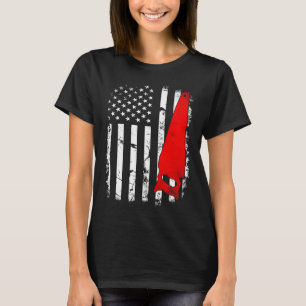 Amerikaanse vlag handzaag timmermanskast bouwer B T-shirt