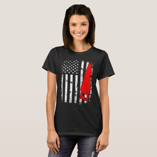Amerikaanse vlag handzaag timmermanskast bouwer B T-shirt (Voorkant volledig)