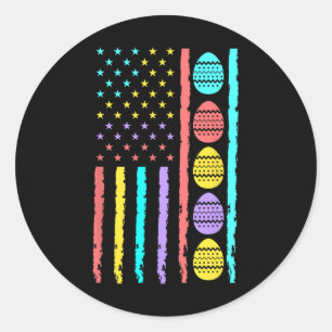 Amerikaanse vlag Happy Easter Egg Hunting Patrioti Ronde Sticker