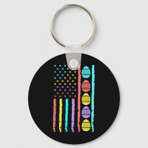 Amerikaanse vlag Happy Easter Egg Hunting Patrioti Sleutelhanger