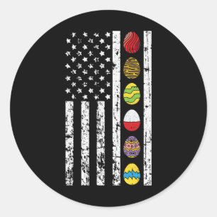 Amerikaanse vlag Happy Paast Hunting Patriotic Ronde Sticker