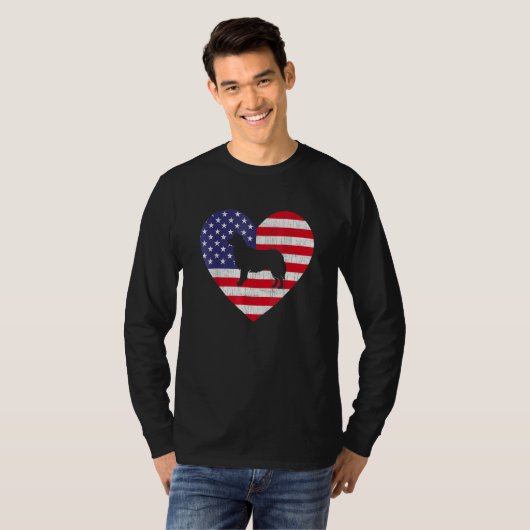 Amerikaanse vlag Harde grens Collie Dog 4 juli T-shirt (Voorkant volledig)