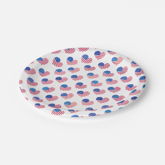 Amerikaanse vlag Harde rode blauwe sterren Stripes Papieren Bordje (Gekanteld)