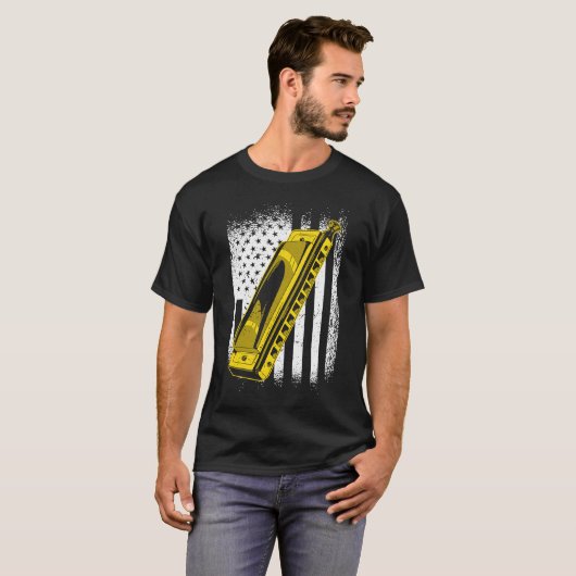 Amerikaanse vlag Harmonica T-shirt (Voorkant volledig)