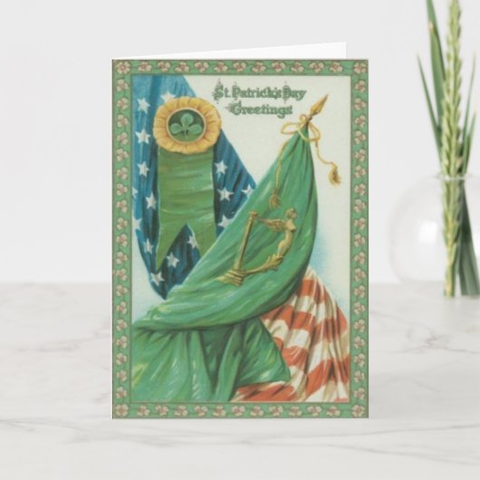  Amerikaanse vlag Harp van Erin St Patrick's Kaart (Voorkant)
