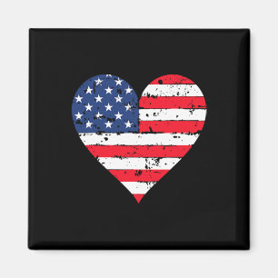 Amerikaanse Vlag Hart 4 juli Amerikaans Patriottis Magneet