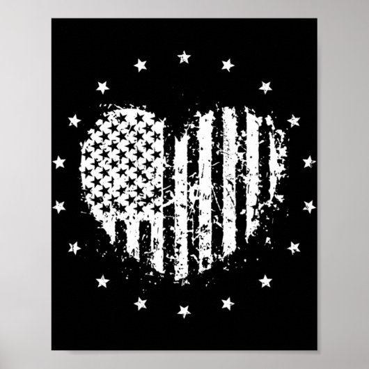 Amerikaanse Vlag Hart 4 juli Poster (Voorkant)